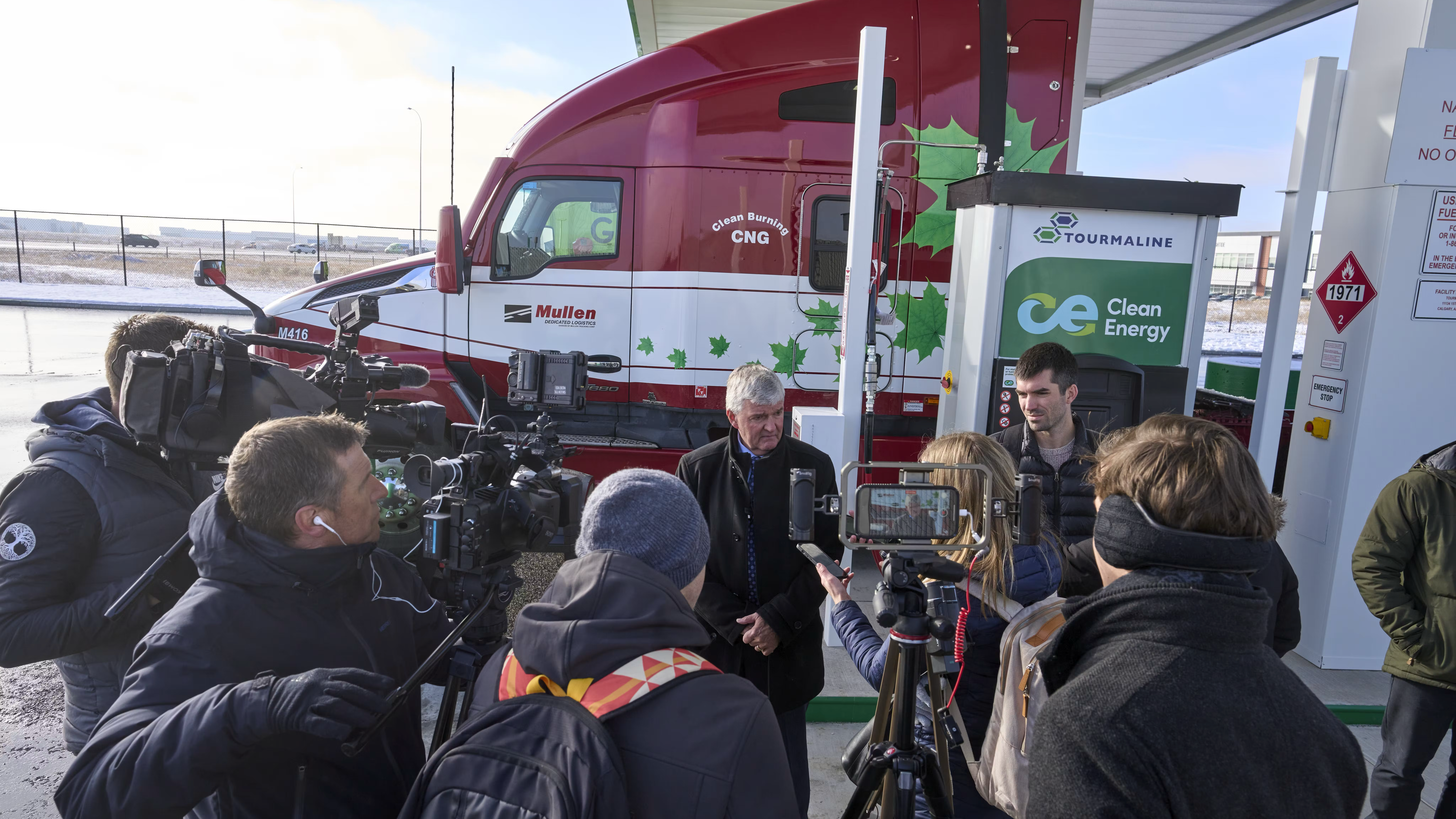 Tourmaline CEO Mike Rose speaks to reporters during the opening of a new Tourmaline/Clean Energy compressed natural gas fuelling station in Calgary on Oct. 22, 2024. Photo courtesy Tourmaline