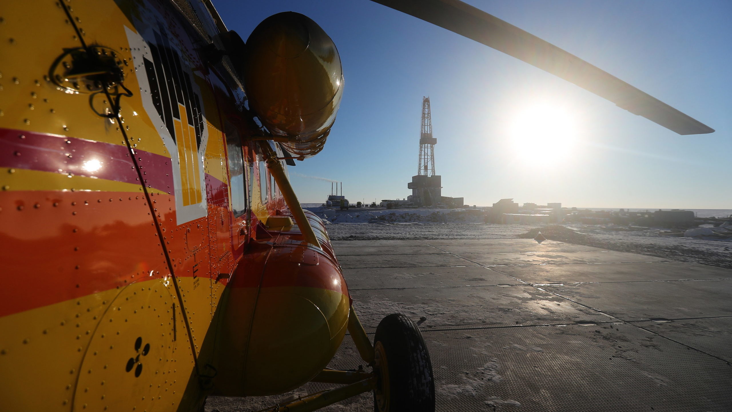 A view of a Rosneft oil rig drilling the first exploration well in the Khatanga Bay as part of the East Taimyr oilfield. Getty Images photo