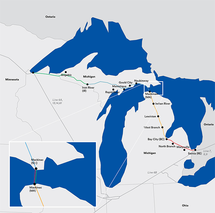 Map of Enbridge Line 5. Image courtesy Enbridge