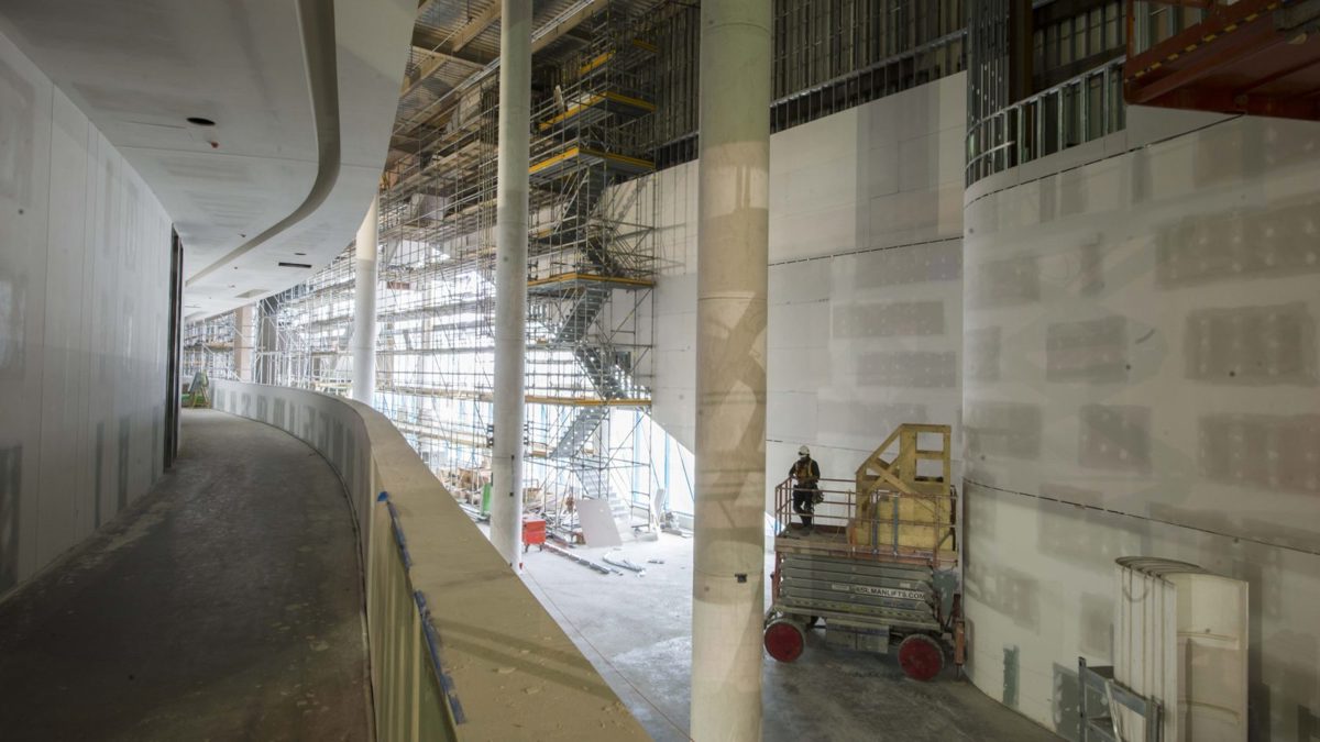 Edmonton’s Rogers Place arena, completed in 2016, was built using limestone from the Cadomin quarry. Photo courtesy Rogers Place