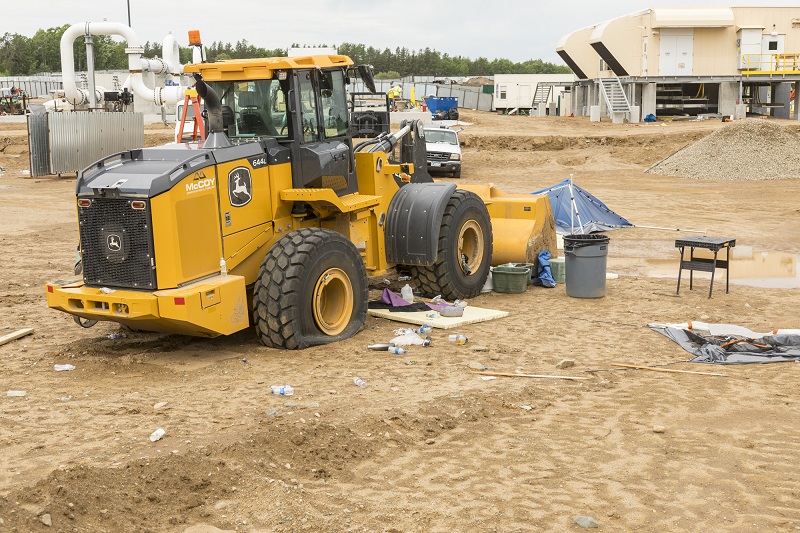 Protestors damaged pipeline construction equipment. Photo courtesy Enbridge