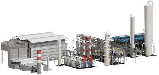 Rendering of Nauticol Energy's proposed methanol plant. Image courtesy Nauticol Energy
