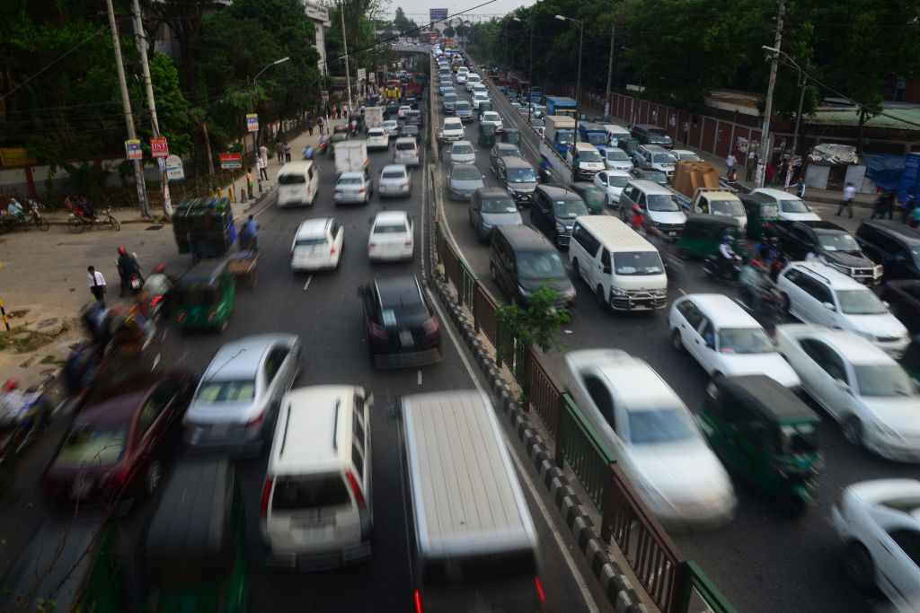 Commuters sit in traffic jam along a main road during Ramadan in Dhaka, Bangladesh, on April 11, 2022.  Getty Images photo
