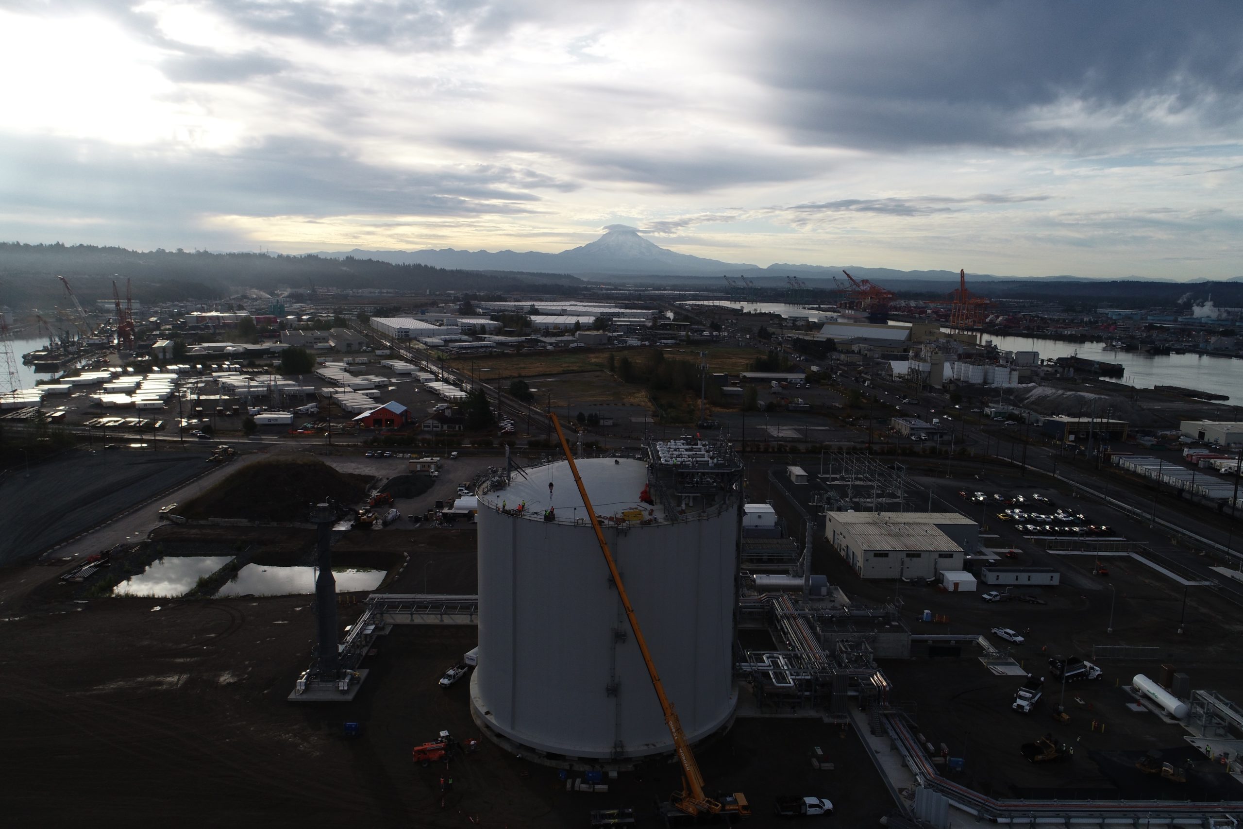 Construction is underway on the Tacoma LNG project in Washington State, which is required to use Canadian-sourced natural gas to help reduce GHGs. Photograph supplied for Canadian Energy Centre