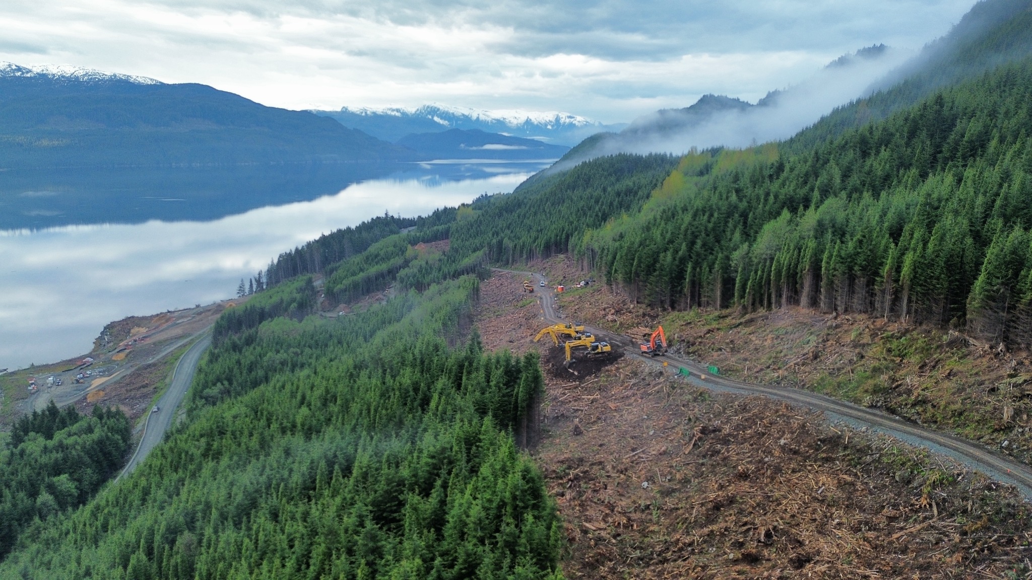 Right-of-way cleared for crews to ramp up construction of the Cedar LNG pipeline, which will deliver natural gas from the LNG Canada site eight kilometres to the Cedar LNG marine terminal area, June 2025. Photo courtesy Cedar LNG