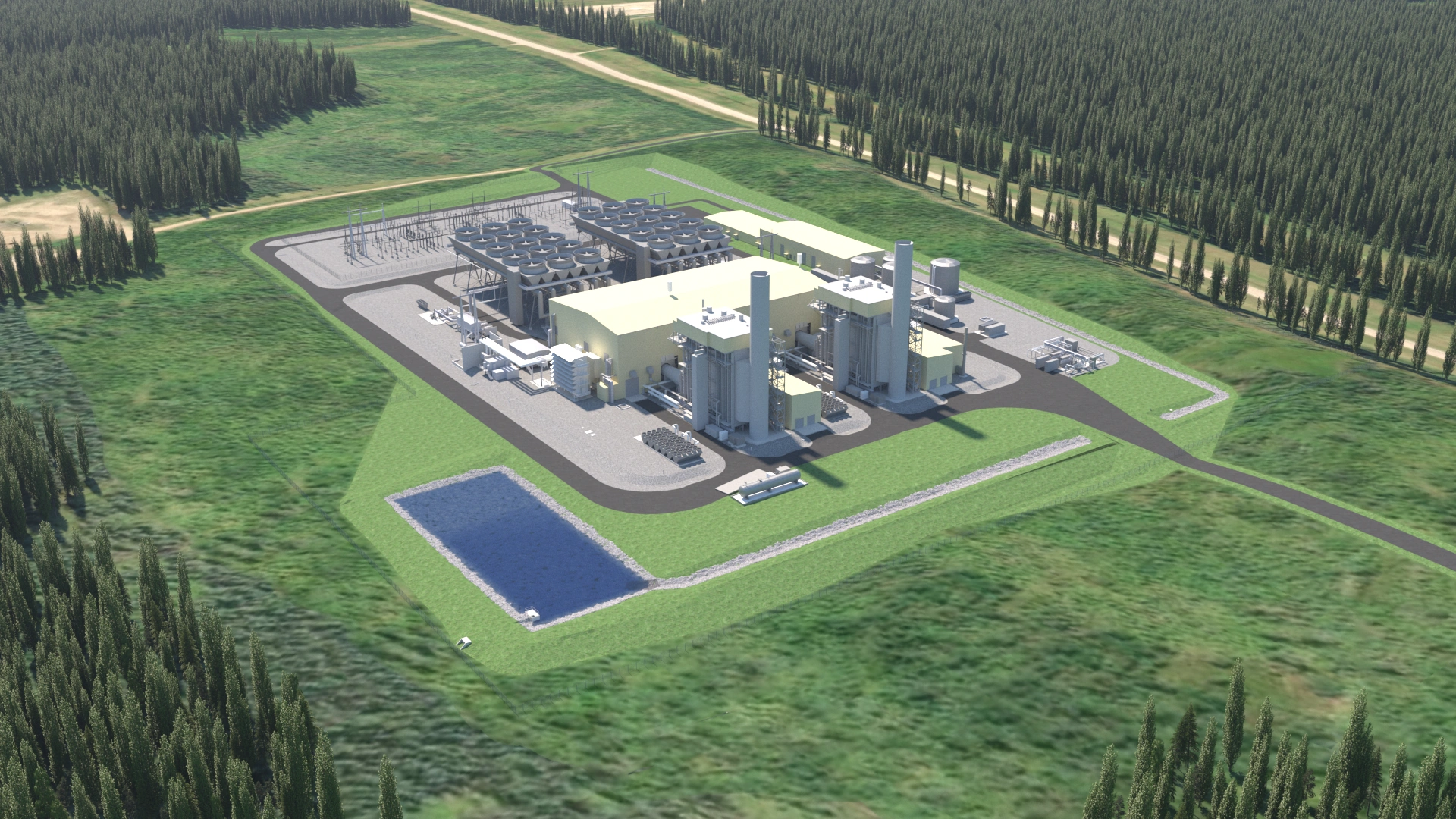 Artist's rendering of the Cascade Power Project. Image courtesy Kineticor Resource Corp.