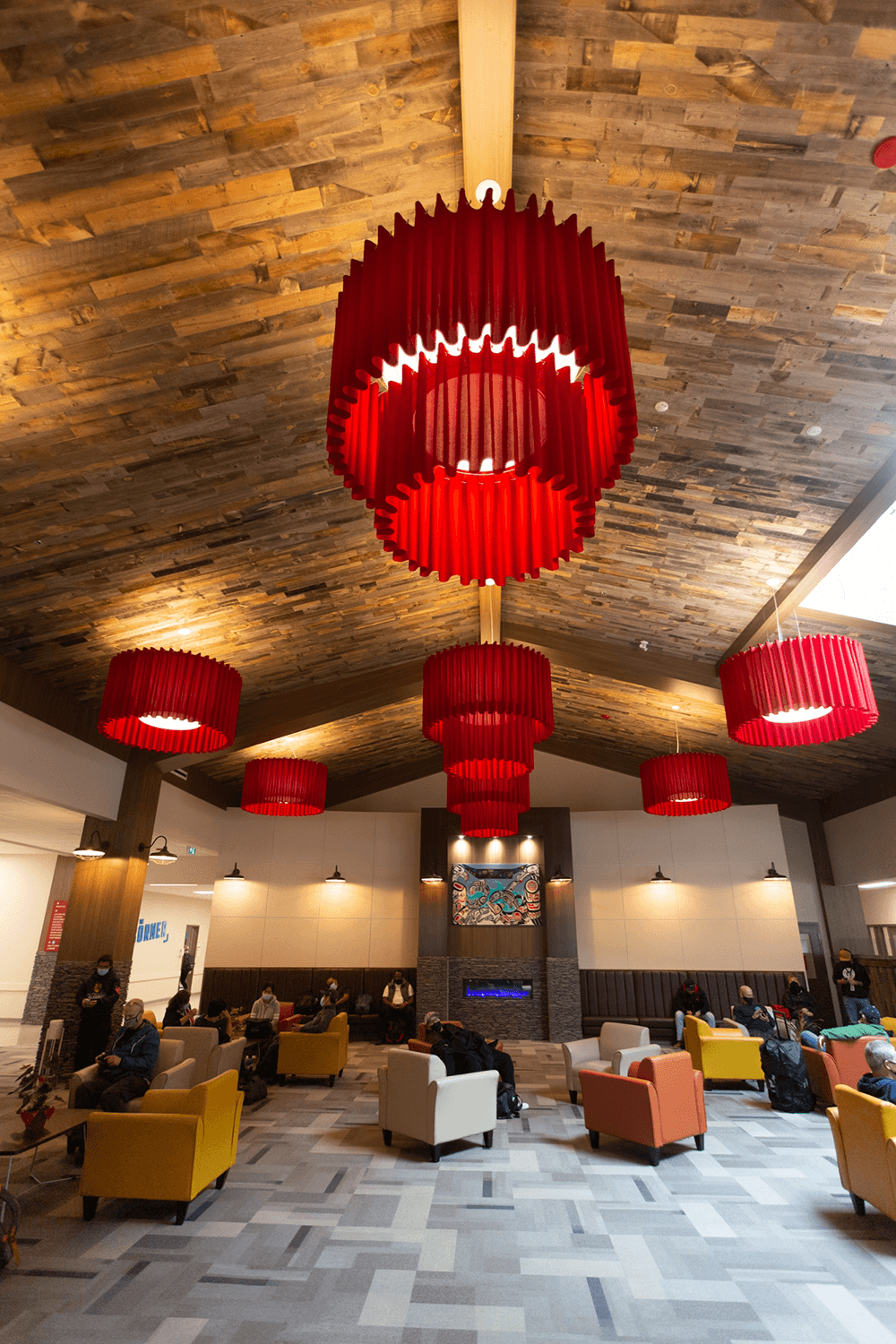 Reception area of the Cedar Valley Lodge, which houses LNG Canada workers. Photo courtesy LNG Canada