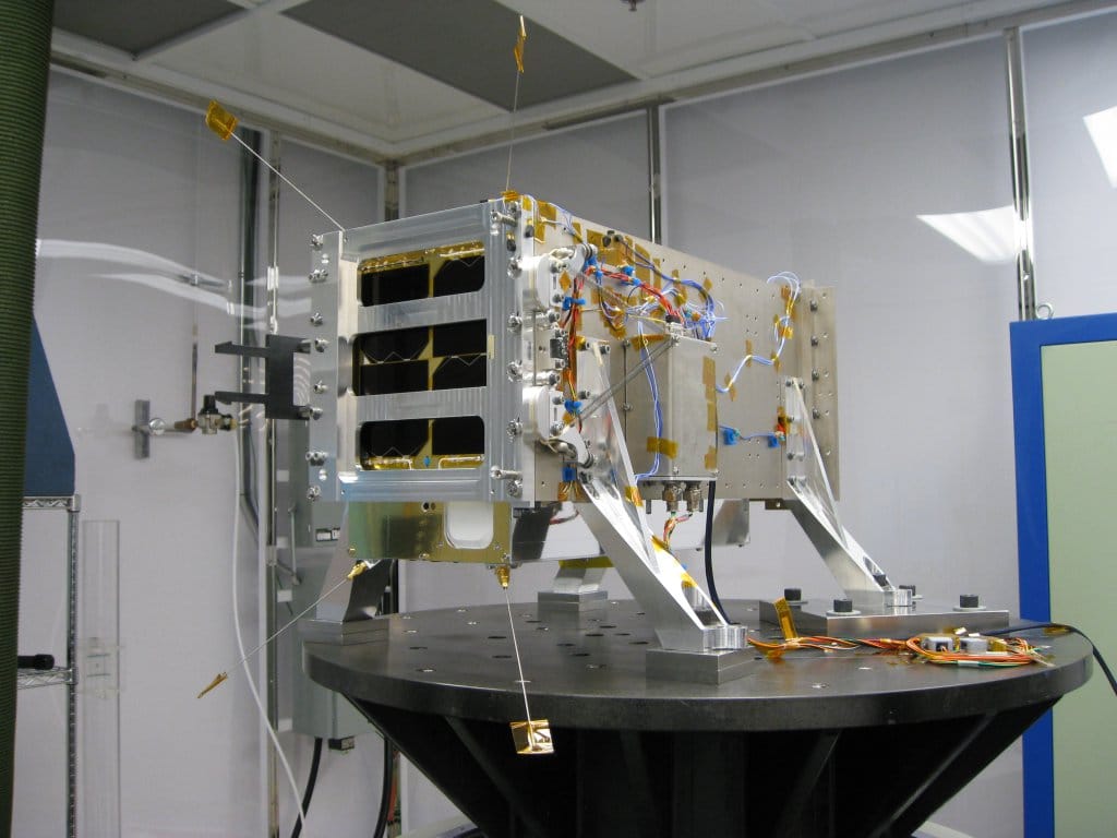 "Claire" is a microwave oven-sized satellite that monitors greenhouse gas emissions globally. Photograph courtesy GHGSat Inc.