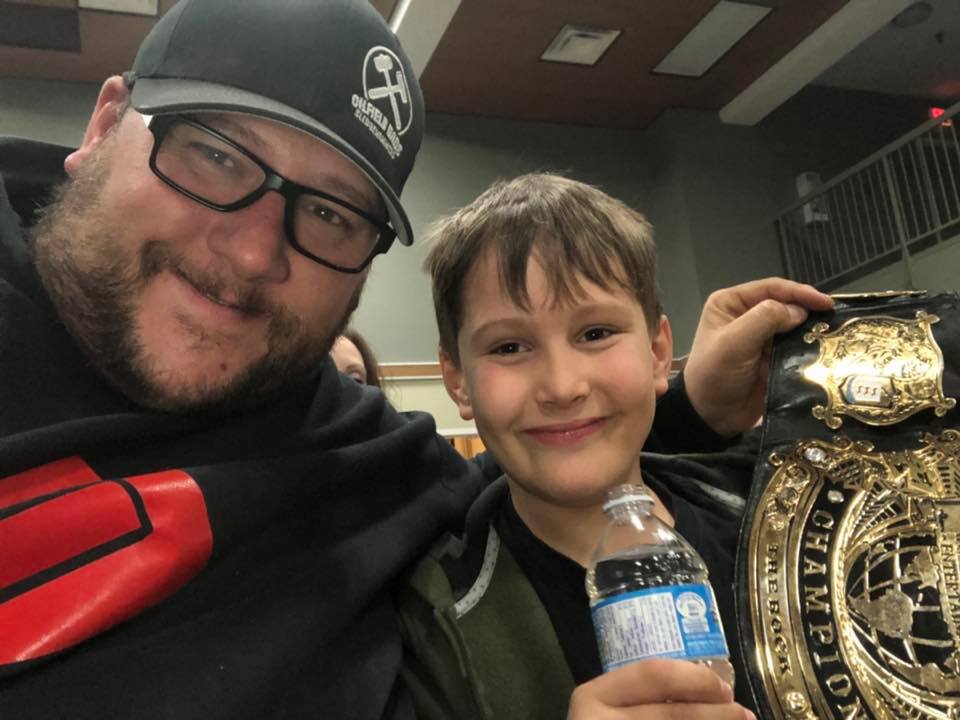 Chad Miller and son Carson, 11. Photograph supplied for Canadian Energy Centre