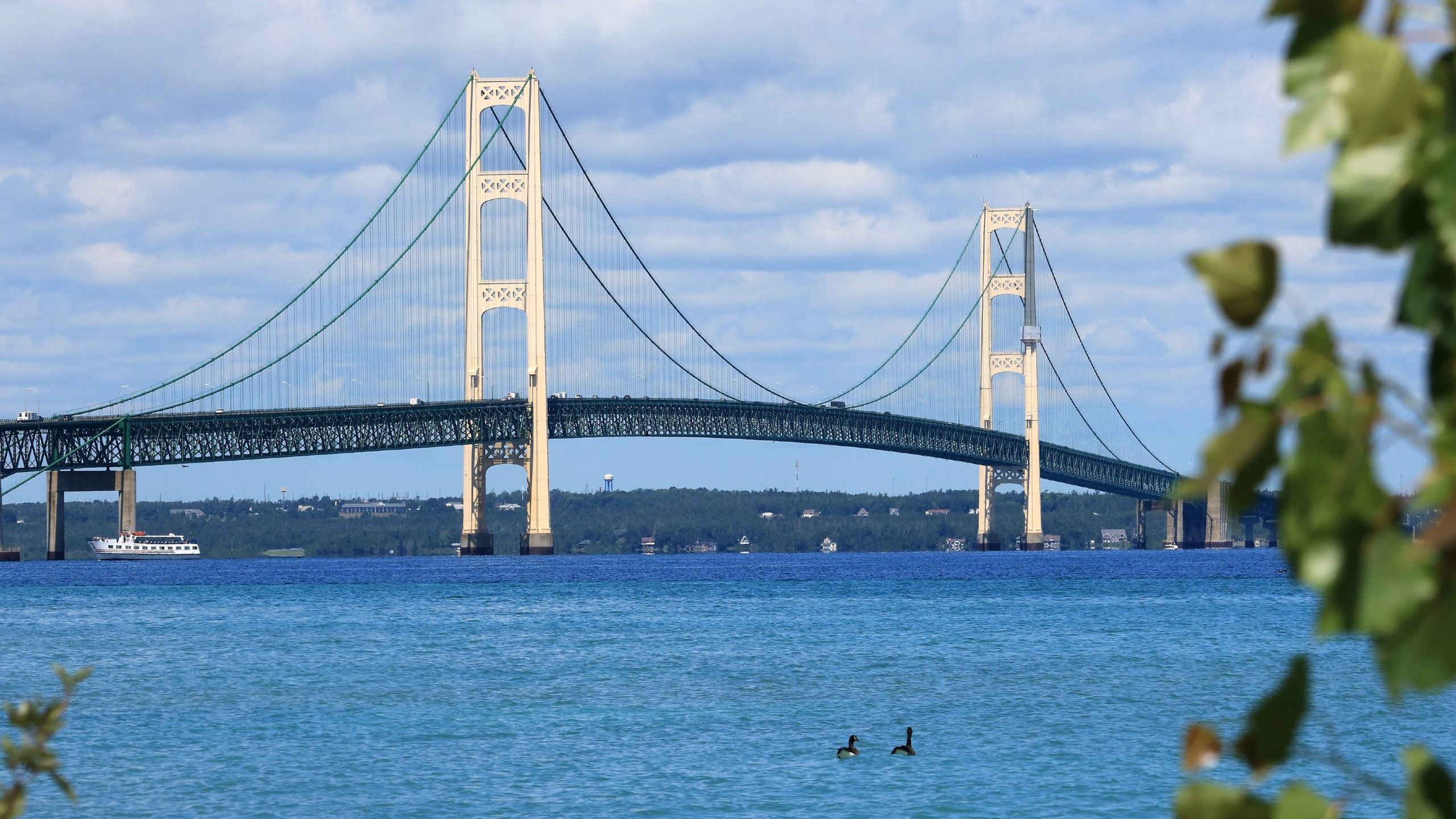 The Strait of Mackinac Bridge in northern Michigan. The Line 5 pipeline has been operating safely in the Straits of Mackinac since 1953. Getty Images photo