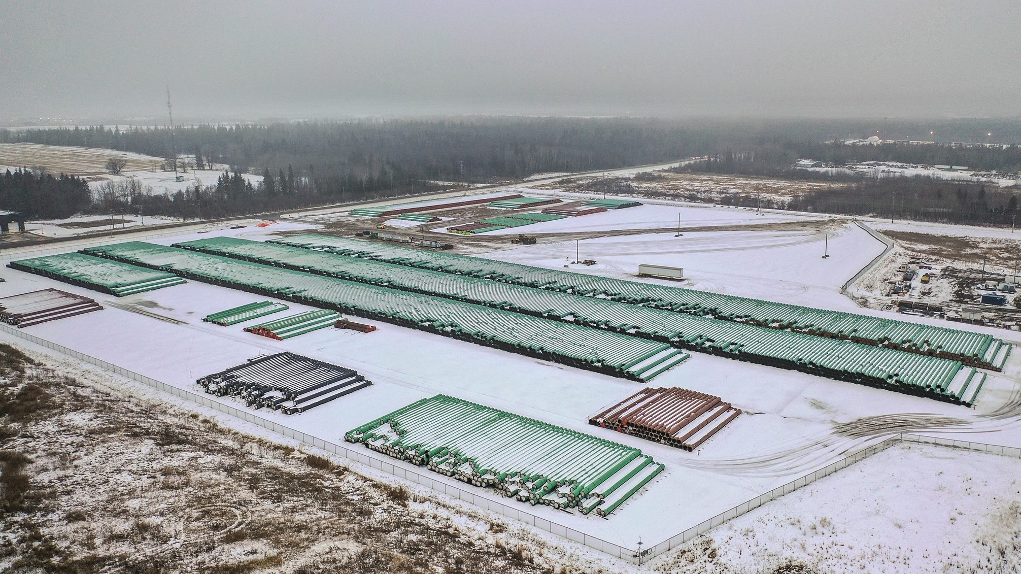 A yard with pipe for the Keystone XL project. Photograph courtesy TC Energy