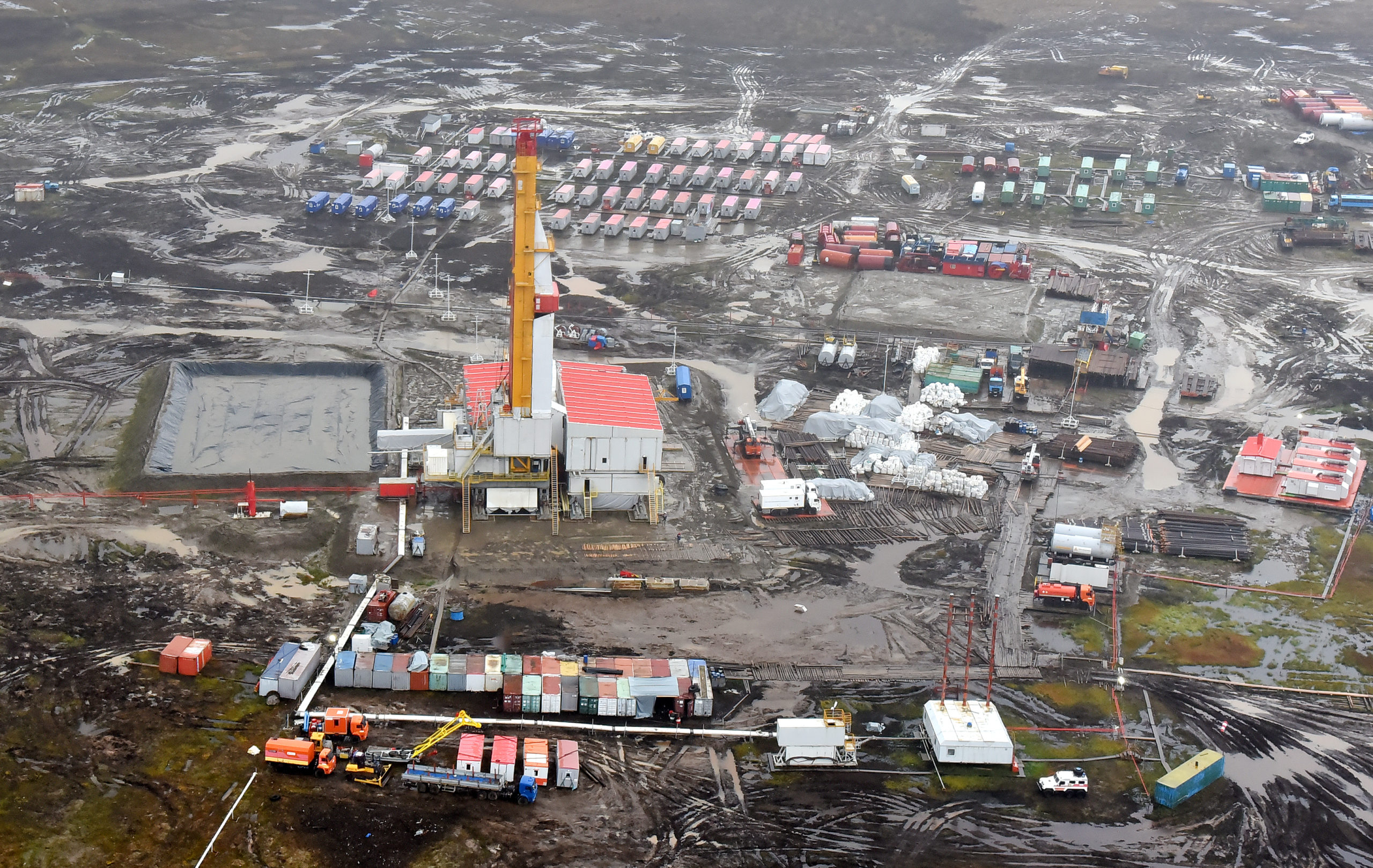 An aerial view of Vostok Oil project work on Taymyr Peninsula, northern Siberia, in September 2021. Getty Images photo